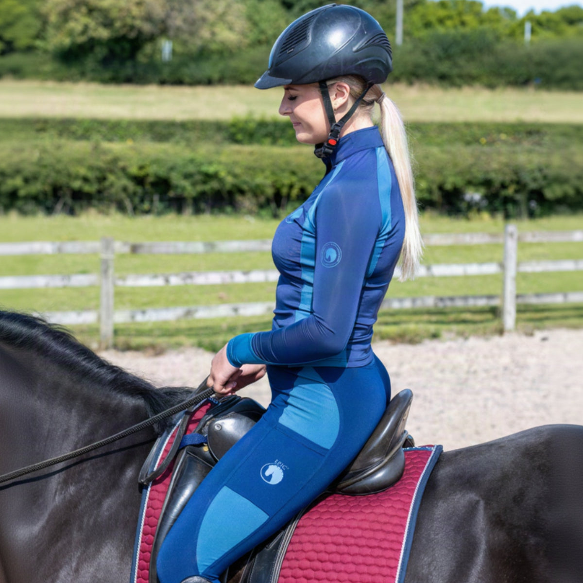 Epic Rider Riding Tights - Knee Grip - Navy